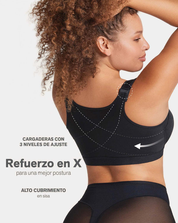 Brasier facilitador de postura con reducción de volumen del busto