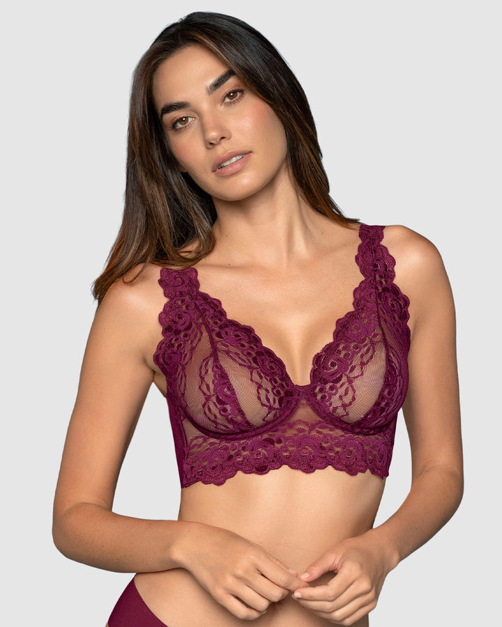 Brasier tipo bralette en encaje y transparencias