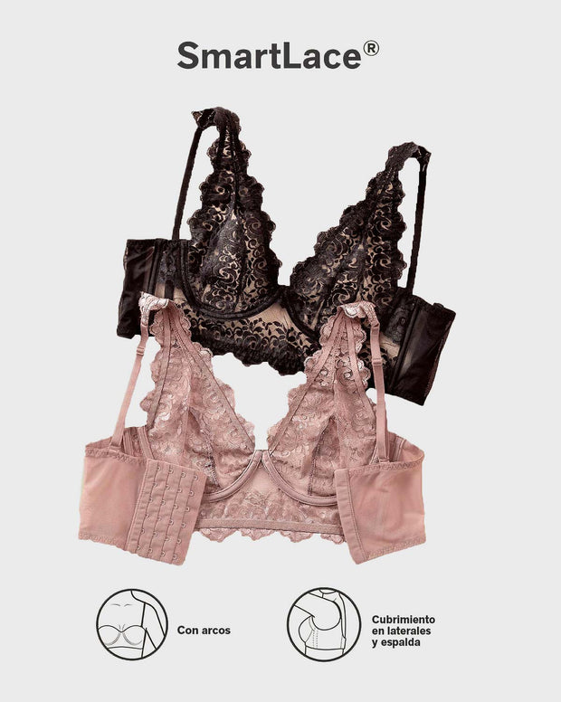 Brasier tipo bralette en encaje y transparencias