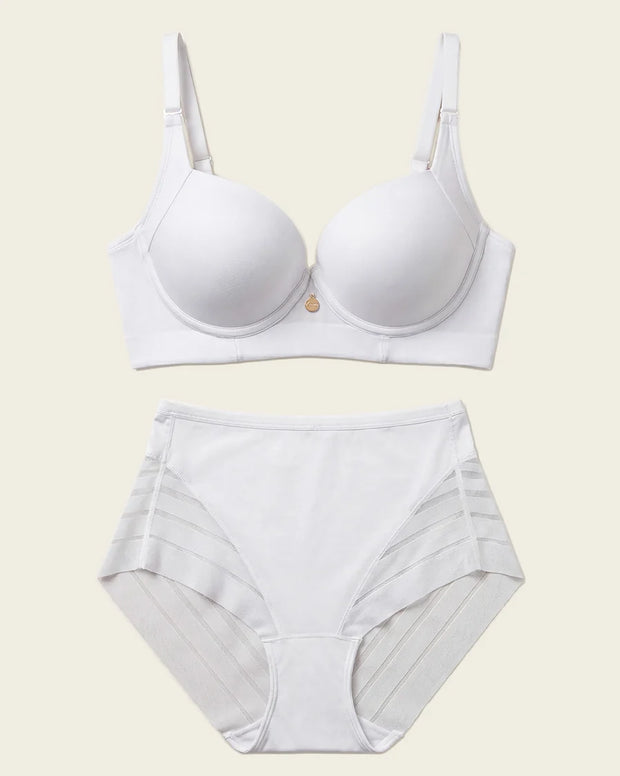 High Profile Bra + Stripe Undetectable Panty en Blanco