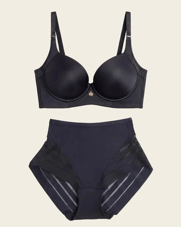 High Profile Bra + Stripe Undetectable Panty en Negro