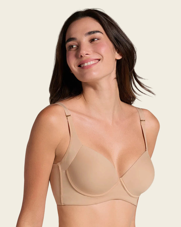High Profile Bra + Stripe Undetectable Panty en Café Medio