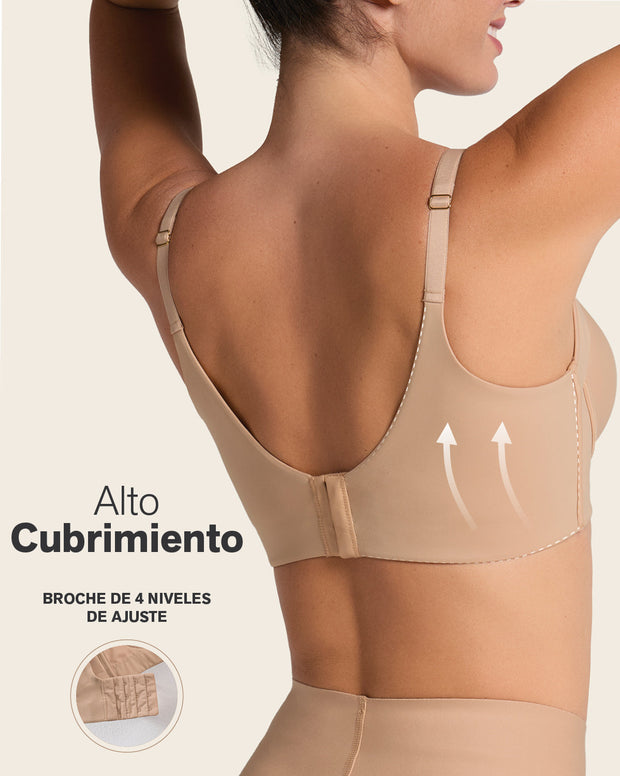 Brasier de realce suave y cubrimiento alto en sisa y espalda Cover Bra