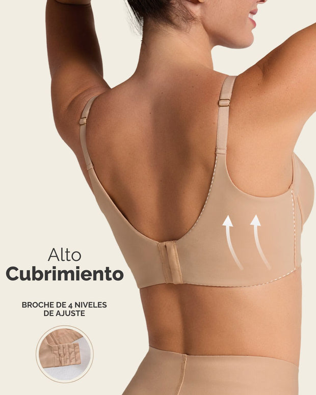 Brasier de realce suave y cubrimiento alto en sisa y espalda Cover Bra