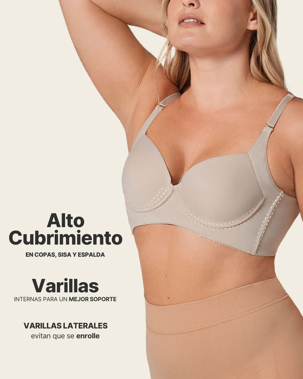 High Profile Bra + Stripe Undetectable Panty en Café Claro