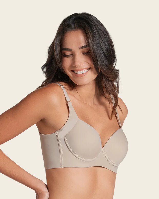 High Profile Bra + Stripe Undetectable Panty en Café Claro
