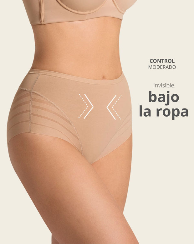 Paquete x 2 panties faja clásicos con control moderado de abdomen y bandas en tul
