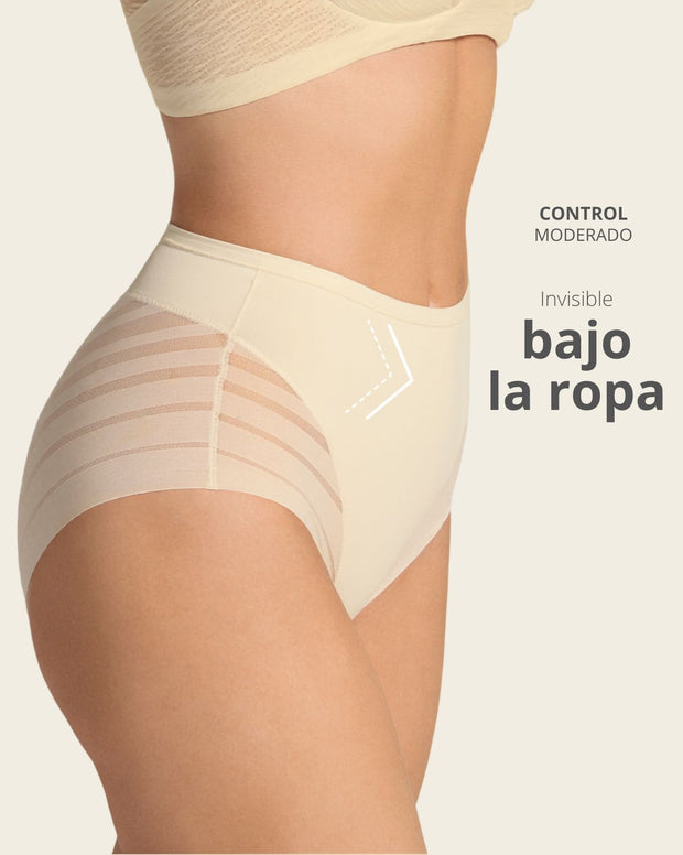Panty faja clásico con compresión moderada de abdomen y bandas en tul