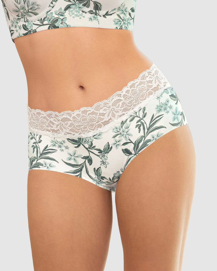 Panty hípster en tela ultraliviana con franja de encaje