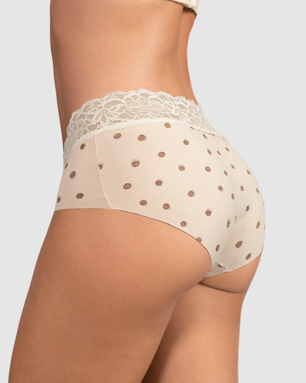 Panty hípster en tela ultraliviana con franja de encaje