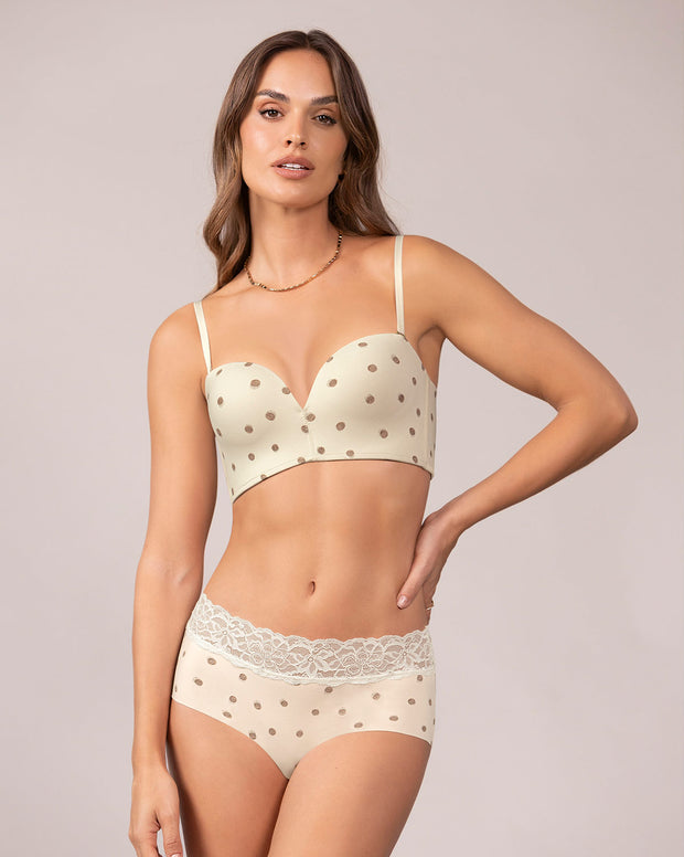 Panty hípster en tela ultraliviana con franja de encaje