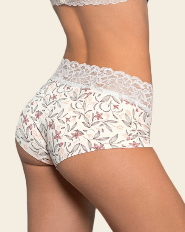 Panty hípster en tela ultraliviana con franja de encaje