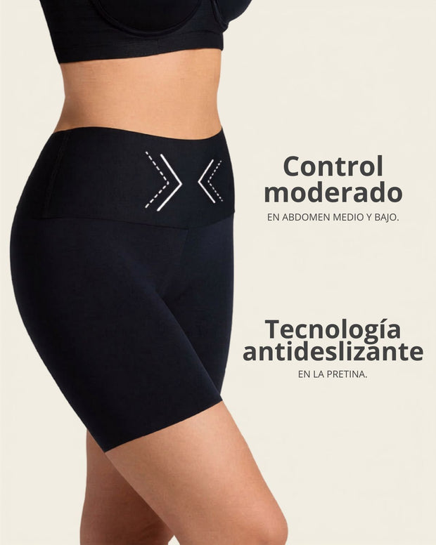Short de compresión moderada aspecto invisible con fajón antideslizante