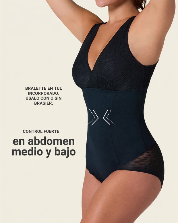 Faja tipo body con bralette incorporado con compresión de abdomen