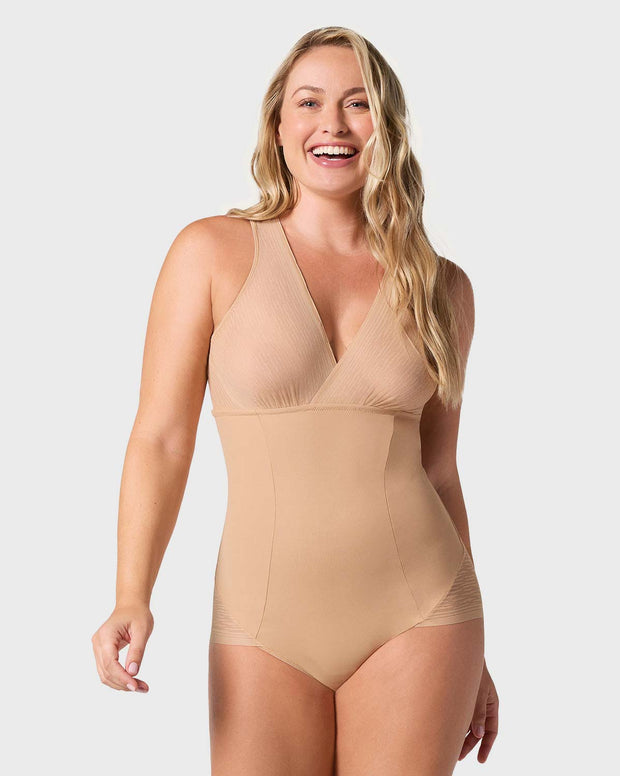 Faja tipo body de control de abdomen, bralette incorporado