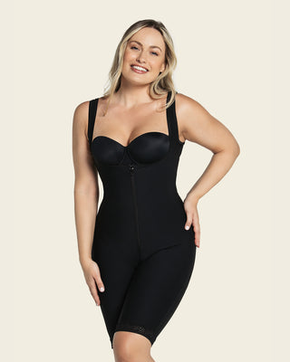 Faja body compresión fuerte en abdomen y muslos con efecto levanta glúteos#color_700-negro