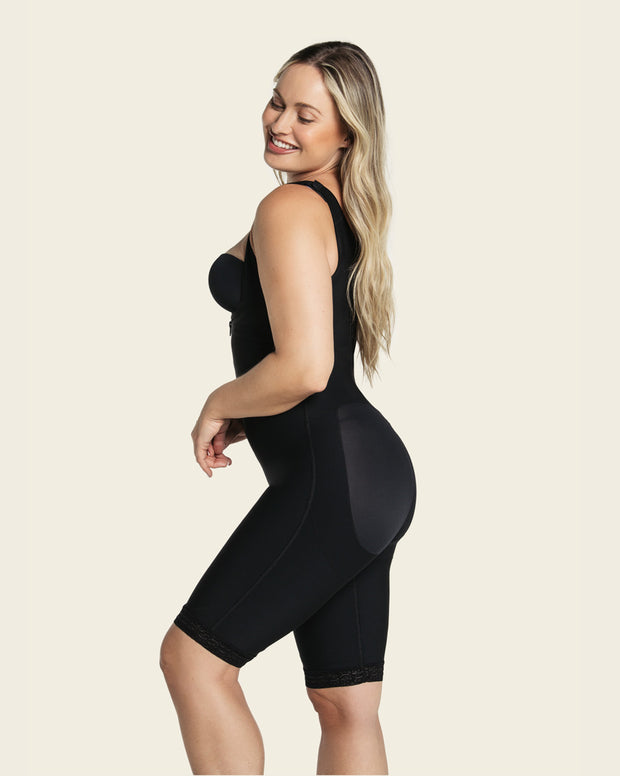 Faja body compresión fuerte en abdomen y muslos con efecto levanta glúteos