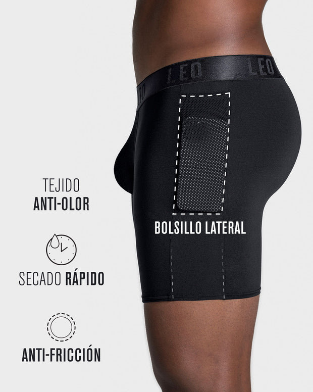 Bóxer deportivo con bolsillo lateral en microfibra