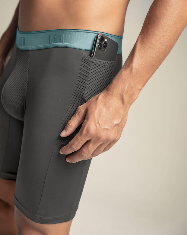 Bóxer deportivo largo con bolsillo lateral en microfibra