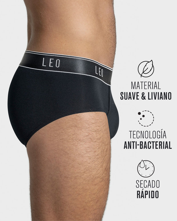 Microfiber brief with frontal ergonomic design