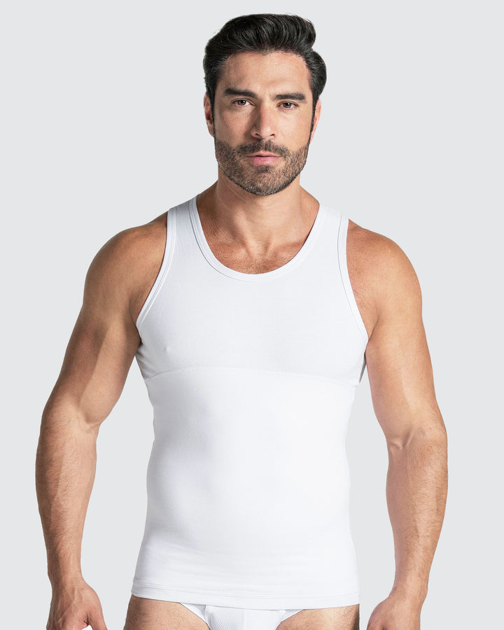 Camiseta de compresión moderada en abdomen y zona lumbar en algodón elástico