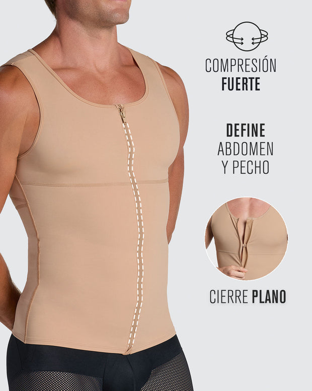 Chaleco de compresión con doble capa de tela en abdomen y espalda