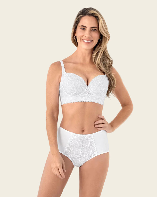 Panty clásico de compresión suave con toques de encaje en abdomen