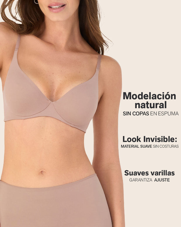 Brasier ultraligero y suave con copas en doble capa de tela