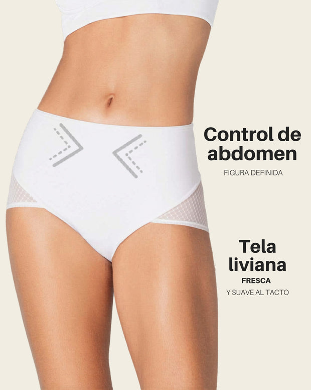 Panty hípster de compresión fuerte de abdomen y glúteos en tul