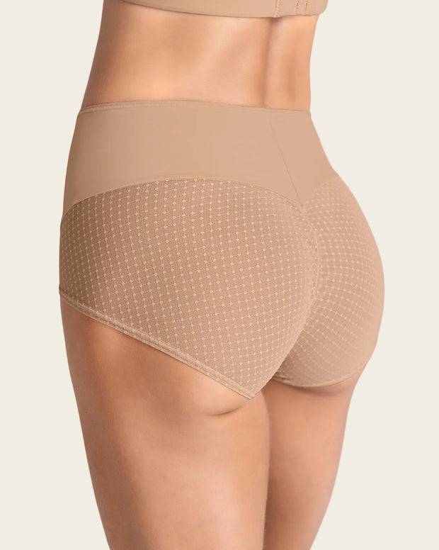 Panty hípster de compresión fuerte de abdomen y glúteos en tul