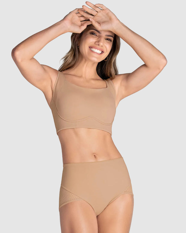 Panty hípster de control fuerte de abdomen y glúteos en tul
