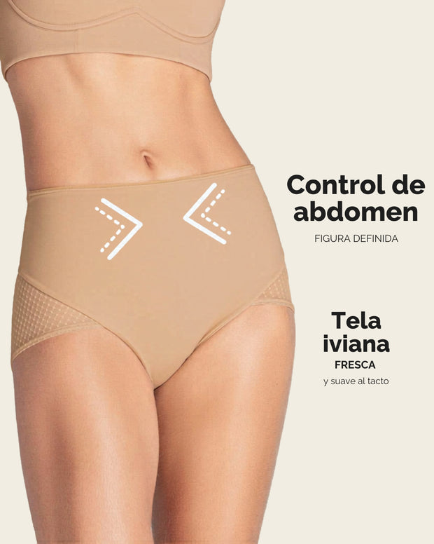 Panty hípster de compresión fuerte de abdomen y glúteos en tul
