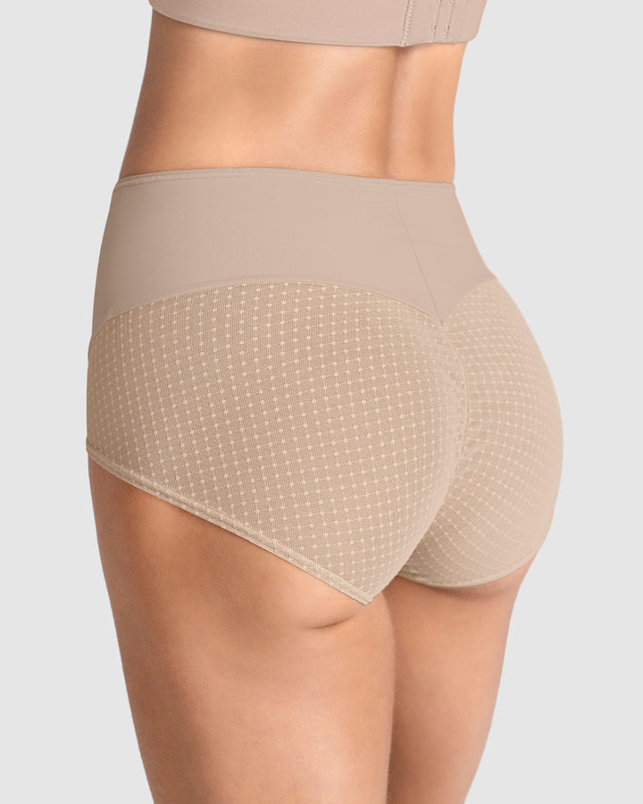 Panty hípster de compresión fuerte de abdomen y glúteos en tul