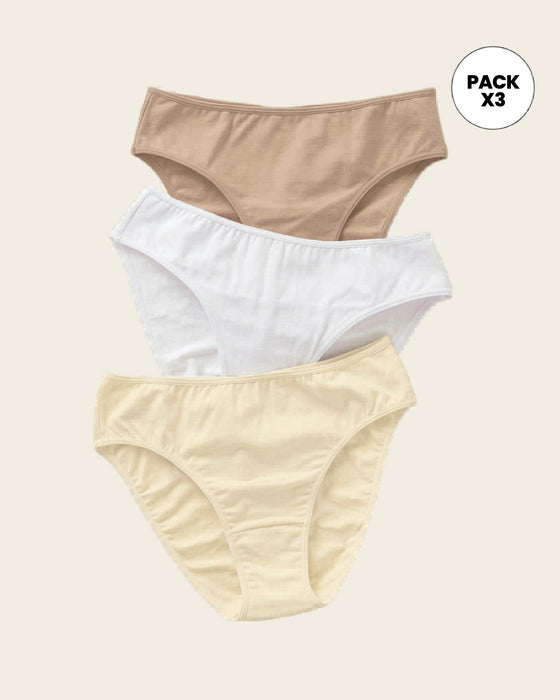 Paquete x3 panties tipo bikini con buen cubrimiento#color_s08-blanco-cafe-claro-marfil