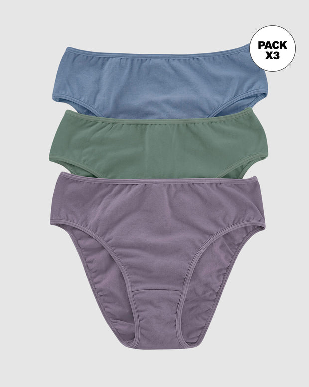 Paquete x 3 panties tipo bikini con buen cubrimiento