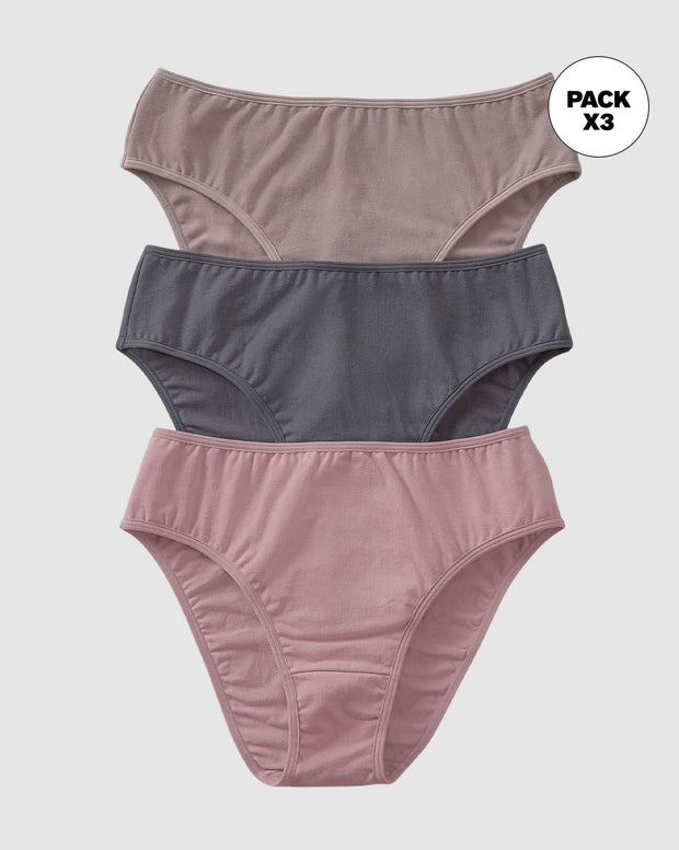 Paquete x 3 panties tipo bikini con buen cubrimiento