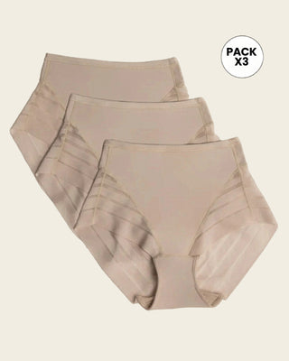 Paquete x 3 panty faja clásicos control moderado de abdomen#color_802-cafe-claro