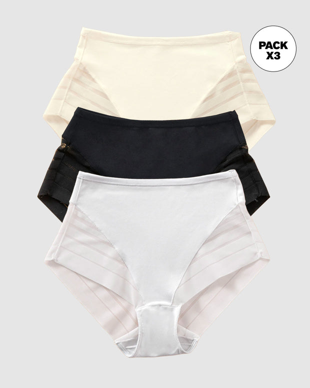 Paquete x 3 panties faja clásicos con control moderado de abdomen