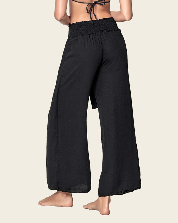 Pantalón playero tipo lino anudable en el frente