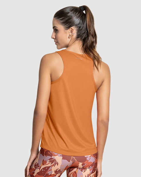 Camiseta deportiva de secado rápido y silueta semiajustada para mujer#color_203-naranja