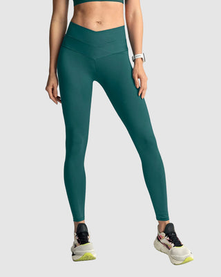 Legging deportivo de compresión con pretina cruzada en forma de V#color_678-verde