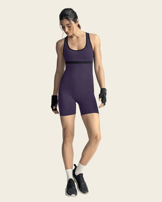 Enterizo corto deportivo compresión suave de abdomen#color_450-morado