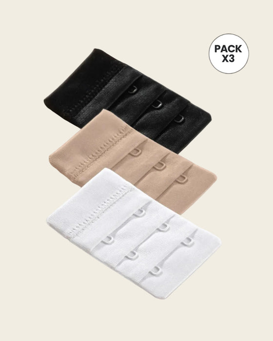 Paquete por 3 broches extensores para brasieres#color_999-blanco-negro-cafe-claro
