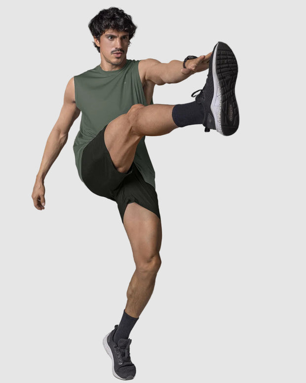 Camiseta manga sisa deportiva y de secado rápido para hombre