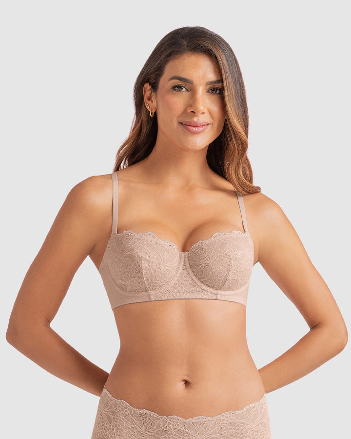 Brasier con copas en SmartLace® y espalda en tul