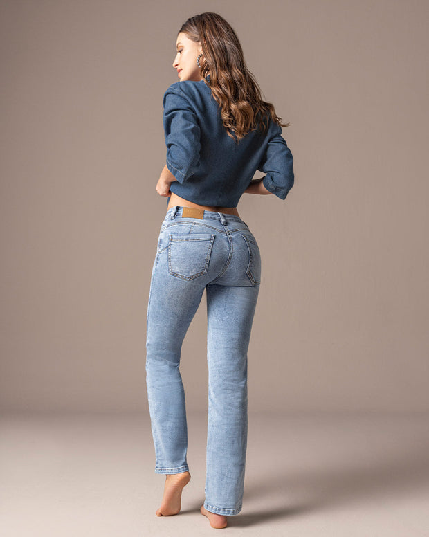 Jean levanta glúteos bota recta