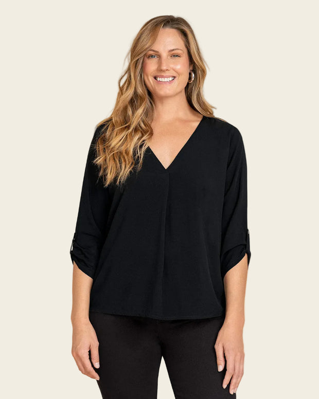 Blusa manga 3/4 con charretera no funcional
