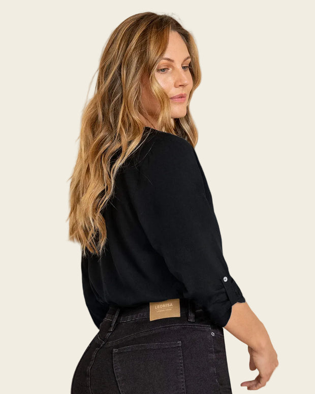 Blusa manga 3/4 con charretera no funcional