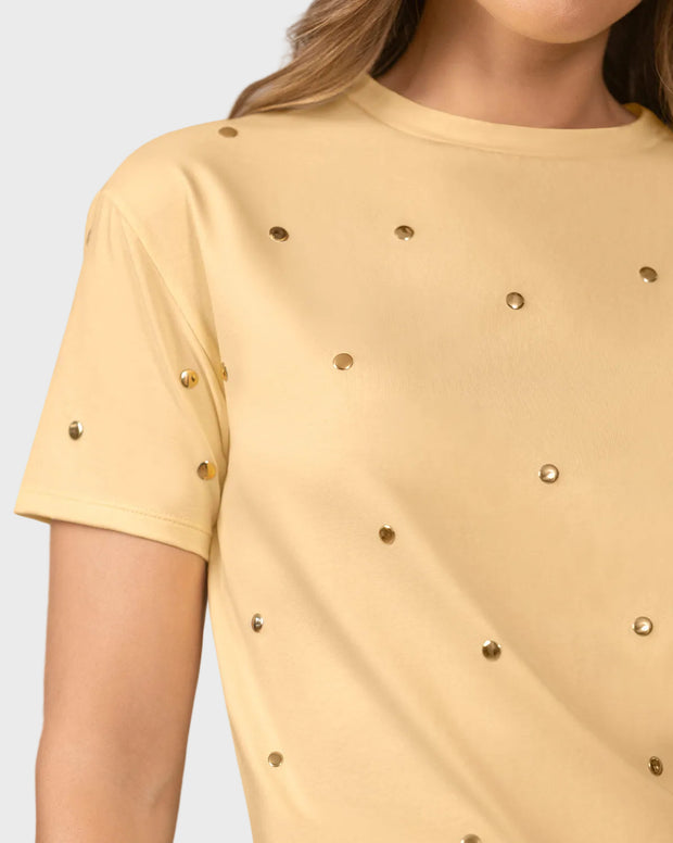 Camiseta manga corta con detalles con brillo