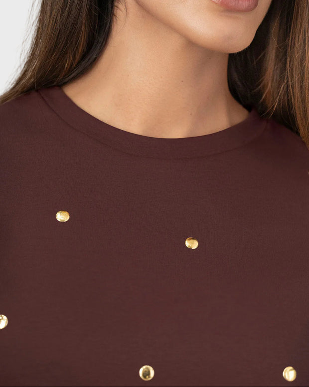 Camiseta manga corta con detalles con brillo